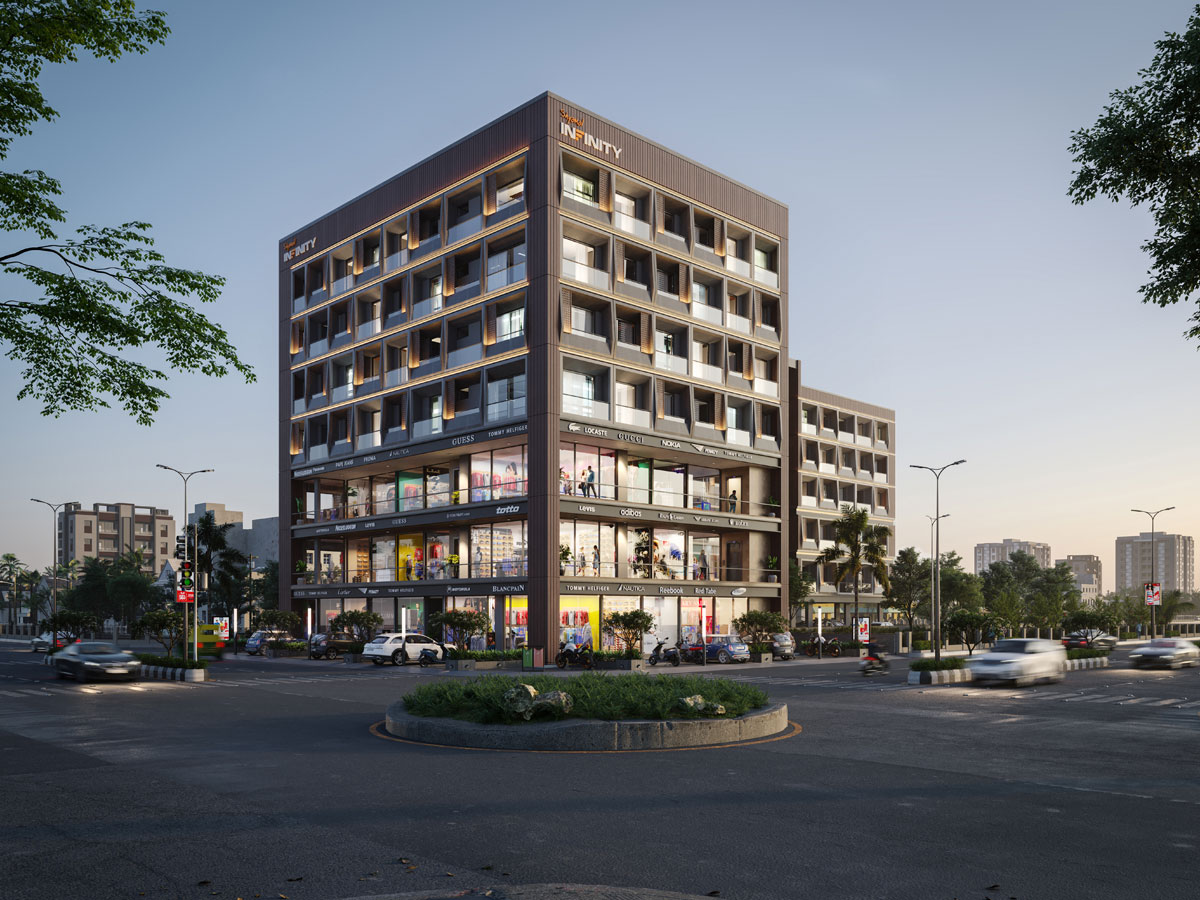 Shyamal Infinity Corner Evening 3D View